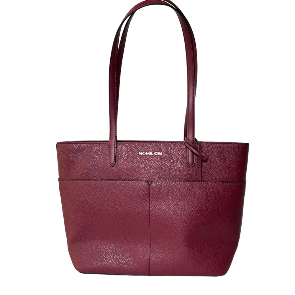Michael Kors Large Pebble Leather Tote Bag Burgundy Red